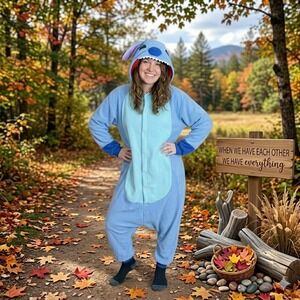 Disney Stitch Adult Size XL Costume Kigurumi Pajamas Blue Hututu‎ Fleece